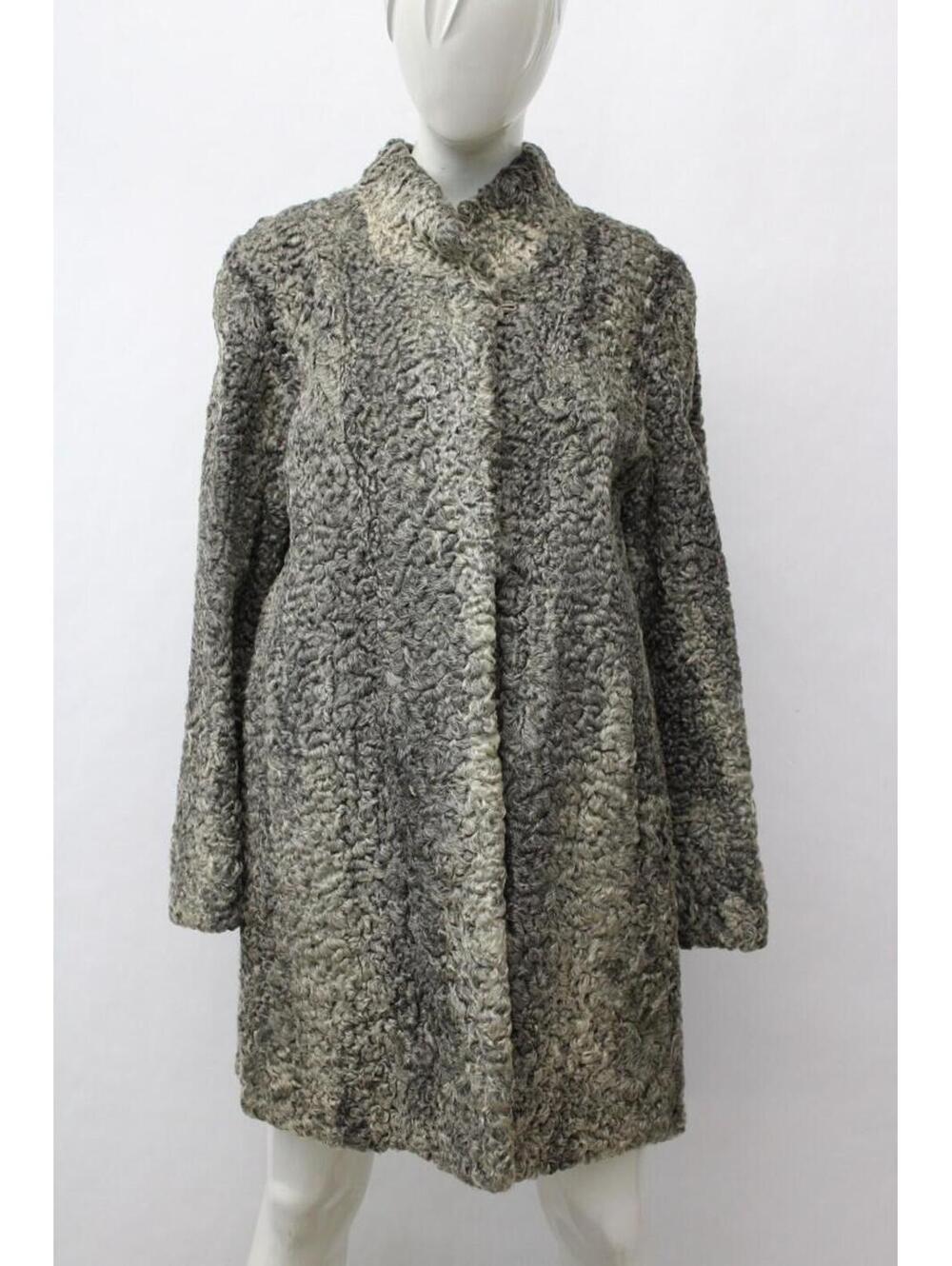 Excellent Gray Lamb Fur Coat Jacket Women Woman Size 4-6 Small